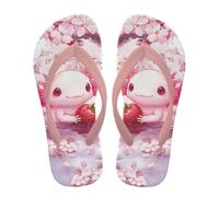 NETILGEN Tongs d'été pour fille - Pour la plage - Pour l'intérieur et l'extérieur - Avec semelle antidérapante, Axolotl Fleur Fraise, 34 EU