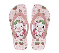 NETILGEN Tongs pour enfants et filles, confortables, rembourrées, antidérapantes, à séchage rapide, chaussures de bain, Fraise vache animale, 28 EU