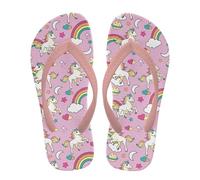 NETILGEN Tongs pour enfants et filles, confortables, rembourrées, antidérapantes, à séchage rapide, chaussures de bain, Cheval Moni arc-en-ciel, 32 EU