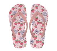 NETILGEN Tongs pour enfants et filles, confortables, rembourrées, antidérapantes, à séchage rapide, chaussures de bain, Fraise koala animal, 31 EU