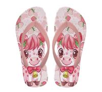 NETILGEN Tongs pour enfants et filles, confortables, rembourrées, antidérapantes, à séchage rapide, chaussures de bain, Vache rose fraise, 31 EU