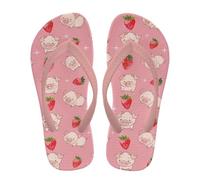 NETILGEN Tongs pour tout-petits, filles, pantoufles confortables, sandales de plage d'été avec sangle en T, chaussures de douche imperméables, cochon fraise, 32 EU