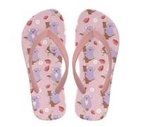 NETILGEN Tongs pour tout-petits, filles, pantoufles confortables, sandales de plage d'été avec sangle en T, chaussures de douche imperméables, Fraise koala, 32 EU