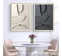NETIVA 3 pièces Noir et Blanc Abstrait Texture 3D Géométrie Art Peinture Sur Toile Impressions Moderne Minimal Décoration Murale Sculptural Affiche Photos/Sans Cadre