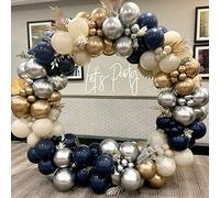 Netnology Kit Arche de Ballons Bleu Marine, 147 pièces Ballons Guirlande | Ballons Bleus Dorés Argentés pour Anniversaire, Fête Prénatale, Mariage, Anniversaire de Mariage, Fête Spatiale