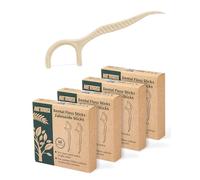 NETONDA 200 Fil Dentaire Végétalien Fils dentaires Sans Plastique Naturel Végétal - Porte Fil Dentaire avec Manche Cure Dents - Natural Flosser Dental Floss Picks 4 Boîte