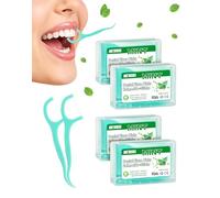 NETONDA 200 Pcs Fil Dentaires à la Menthe Porte Fil Dentaire avec Manche Cure Dents Plastique 4 Boîte Dental Floss Picks Fils Interdentaires