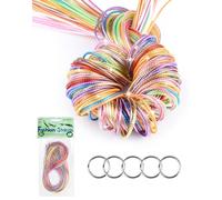 NETONDA 40 Pcs Scoubidou Fil Paillettes 10 Couleurs Fils a Scoubidous Pailletés Kit de Loisir Créatif Jeu de Récréation Cadeau pour Fille 7-12 Ans Fil pour Bracelet