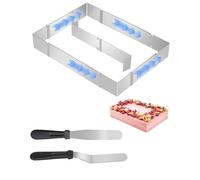 NETONDA Moule Rectangulaire Patisserie Extensible Cadre Patisserie Rectangulaire Réglable INOX Moule Gateau Rectangle pour Génoise Mousse Fraisier