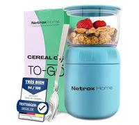 Netrox - gobelet à emporter - design 2-en-1 avec cuillère - gobelet à yogourt isolé en acier inoxydable pour les céréales I gobelet anti-fuite avec cuillère pour - yaourt, porridge, soupes - enfants