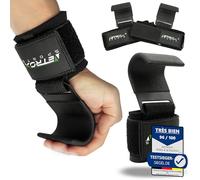 Netrox Sports® - Crochet de Traction pour Le Bodybuilding, l'haltérophilie, la Musculation et Le Fitness - Aides à la Traction pour Les Poids Lourds - Sangles de Levage Extra Fortes (Noir | M)