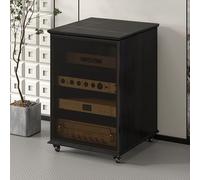 netSolid Sto Présentoir mobile en bois avec étagères réglables, ventilateur de refroidissement et porte en S Gris 63,6 cm