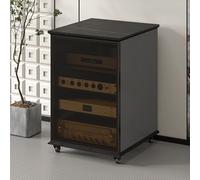 netSolid Sto Ventilateur de refroidissement en bois avec étagères réglables et support mobile pour montage sur pied Gris H (63,5 cm)