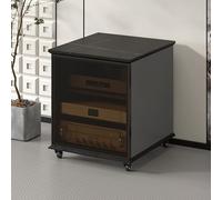 netSolid Support en bois Sto avec étagères réglables et support mobile pour équint AV avec ventilateur de refroidissement et porte Gris 63,6 cm