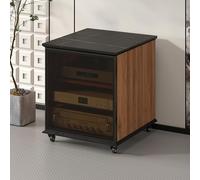 netSolid Support en bois Sto avec étagères réglables - Support mobile pour équint AV - Rack autonome avec ventilateurs de refroidissement et portes (gris, 63,5 cm)