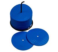 Netsportique Lot de 24 Petits disques de marquage- Choix de Couleur Disponible (Rose Bleu Jaune ou Blanc)-Diamètre: 10cm-Sac de Transport et Support Inclus. (Bleu)