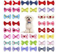 Netspower Accessoires pour Cheveux de Chien Arc Coiffe, 50Pcs en épingle à Cheveux Animaux Cheveux de Chien Arcs Accessoires Pet Clip Papillon Cheveux avec des Bandes de Caoutchouc