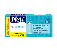 Nett | Tampon ProComfort Normal Sans Applicateur (boîte de de 32 pièces) - Tampons hypoallergéniques, sans parfum et sans blanchiment au chlore - Protection hygiénique pour flux moyen
