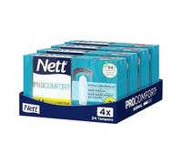 Nett - Tampons ProComfort Normal Flux Normal Sans Applicateur (lot de 4 boîtes de 24 pièces) - Protection hygiénique hypoallergénique et sans parfum - Tampons sans blanchiment au chlore