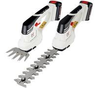NETTA Cisaille à gazon et taille-haie 2 en 1 avec batterie lithium-ion rechargeable 12 V 1500 mAh, cisaille à bordures et arbustes, 2 lames interchangeables, léger, coupe-bordure de jardin, sécateur