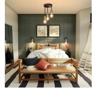 Nettlife Plafonnier Suspendu 3 Ampoules Spot de Plafond I Plafonnier Vintage E27 Noir et Or avec 3 Spots