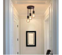 Nettlife Plafonnier vintage noir - Spot de plafond suspendu à 3 lampes E27 avec 3 spots