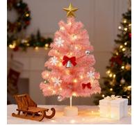 Nettlife Sapin de Noël rose pastel 60cm - Branches denses, matériau PVC premium, base solide