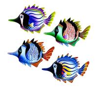 Nettoppo 4 PièCes MéTal Poisson Jardin Artisanat DéCoration Murale Fer Art Bureau Porche Chambre Balcon Suspendu Ornements IntéRieur ExtéRieur DéCor