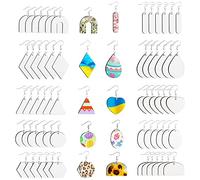 Nettoppo Boucles D'Oreilles Vierges de Sublimation 60 PièCes SéRies,Boucles D'Oreilles Transfert Chaleur, Boucle D'Oreille InachevéE avec Crochets pour Accessoires de Sublimation Bricolage