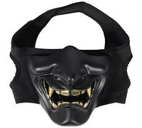 Nettoppo Costume d'halloween Cosplay Carie des Dents DéMon Diabolique Samurai Demi Couverture Masque Partie Effrayant DéCoration, Noir