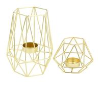 Nettoppo Ensemble de 2 Photophores GéOméTriques en MéTal avec Bougies Chauffe-Plat pour DéCorations de Salons et de Salles de - Centres de Table pour Mariages et Salles à Manger