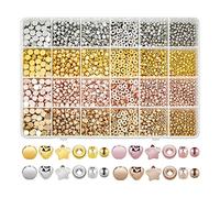 Nettoppo Ensemble de 2160 Pièces de Perles Entretoises Perles de Bracelet Assorties Perles Rondes Perles en Étoile Perles en Plastique pour de Bracelet