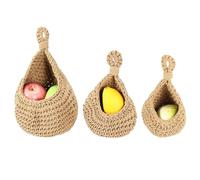 Nettoppo Panier à Suspendre Boho 3 PièCes, Corbeille à Fruits à Suspendre au Mur pour Le Stockage de Produits Frais, Garde-LéGumes pour Pomme de Terre, Oignon et Ail