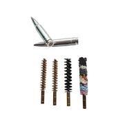 Nettoyage d'armes Cartouches tampon 308 Win (2 pièces) et brosses de nettoyage Cal 308/7.62 Bronze (2 pièces) Brosse en nylon Essuie-laine Complet 6 pièces Filetage intérieur 1/8"