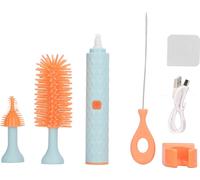 Nettoyage de bouteilles Pinceau électrique étanche IP65 2 vitesses rotatives soie silicone Set de paille bleu