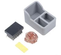 Nettoyant 3 en 1 pour pointes de fer à souder avec brosse métallique en cuivre et éponge humide pour une prévention efficace de l'oxydation et l'entretien des pointes (gris)