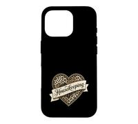 Nettoyant à imprimé léopard Vintage Housekeeping Heart Gold Coque pour iPhone 16 Pro