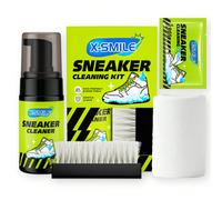 Nettoyant à mousse sans eau avec brosse, serviette et lingettes humides, convient pour les chaussures blanches, la canevas, le, le PU, le tissu en maille, ensemble de nettoyage de baskets Ensemble de 
