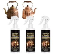 Nettoyant cuivre et laiton en spray, anti-ternissure pour casseroles (3Pcs) | Aide à éliminer ternissure, oxydation et rouille sur ustensiles, ferrures et poignées pour une surface nette à nettoyer