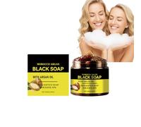 Nettoyant de douche marocain, savon noir, exfoliant pour le corps, exfoliant noir à l'huile d'argan, exfoliant naturel pour le corps hydratant et purifiant en profondeur, purifiant et doux (1 pièce)