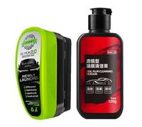 Nettoyant de film d'huile pour pare-brise de voiture - Kit de traitement du verre automobile - Brosse de nettoyage anti-bulles - Polissage de bande - Agent réparateur de vision - Comprend une lotion