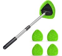 Nettoyant de Vitres de Voiture avec 4 Tampons en Microfibre Lavables Et RéUtilisables, Kit de Nettoyage d'Essuie-Glace à Long