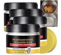 Nettoyant et polish pour acier inoxydable, crème à polir et anti-rayures, cire nettoyante pour ustensiles de cuisine, élimine les traces de rouille, sans danger pour les éviers et les plaques (4PCS)