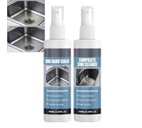 Nettoyant Évier Tout-Usage, Inox Rénovateur, Composite Polish, Granit Raviveur, Mousse Dissout Calcaire, Rouille, Savon, Tartre, Protège Film Hydrophobe, Chiffon & Éponge Offerts (1KIT)