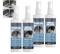 Nettoyant Évier Tout-Usage, Inox Rénovateur, Composite Polish, Granit Raviveur, Mousse Dissout Calcaire, Rouille, Savon, Tartre, Protège Film Hydrophobe, Chiffon & Éponge Offerts (2KIT)