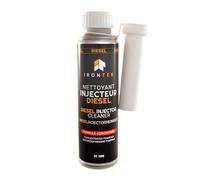Nettoyant Injecteur Diesel Irontek 300ml - Moteur Diesel, Common Rail, Injection Directe, Turbo, FAP, Convertisseur Catalytique, Prévient et Curatif, Réduction Fumées - Bec verseur Inclus