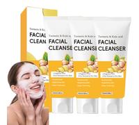 Nettoyant moussant au curcuma et antioxydant et clarifiant doux pour les peaux ternes, nettoyant en gel pour peaux sujettes aux imperfections, nettoyage apaisant quotidien. (trois pièces)