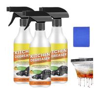 Nettoyant moussant dégraissant pour cuisine, nettoyant taches tenaces, spray dégraissant pour cuisine, spray moussant pour hotte, four et casseroles (3 pièce)