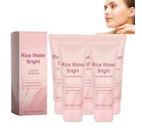 Nettoyant moussant éclaircissant à l'eau de riz - Nettoyant visage doux hydratant pour femmes, effet exfoliant & format voyage, élimine la saleté et les impuretés sans assécher (5)