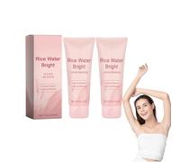 Nettoyant moussant éclat à l'eau de riz avec de la vraie poudre de riz - Nettoyant visage exfoliant doux pour peaux grasses, nettoyant hydratant à la mousse onctueuse pour femmes, 100g (2 pièces)